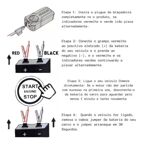 Auxiliar de Partida + Compreensor de Ar Digital [Ultra Potencia] - JumpStarter