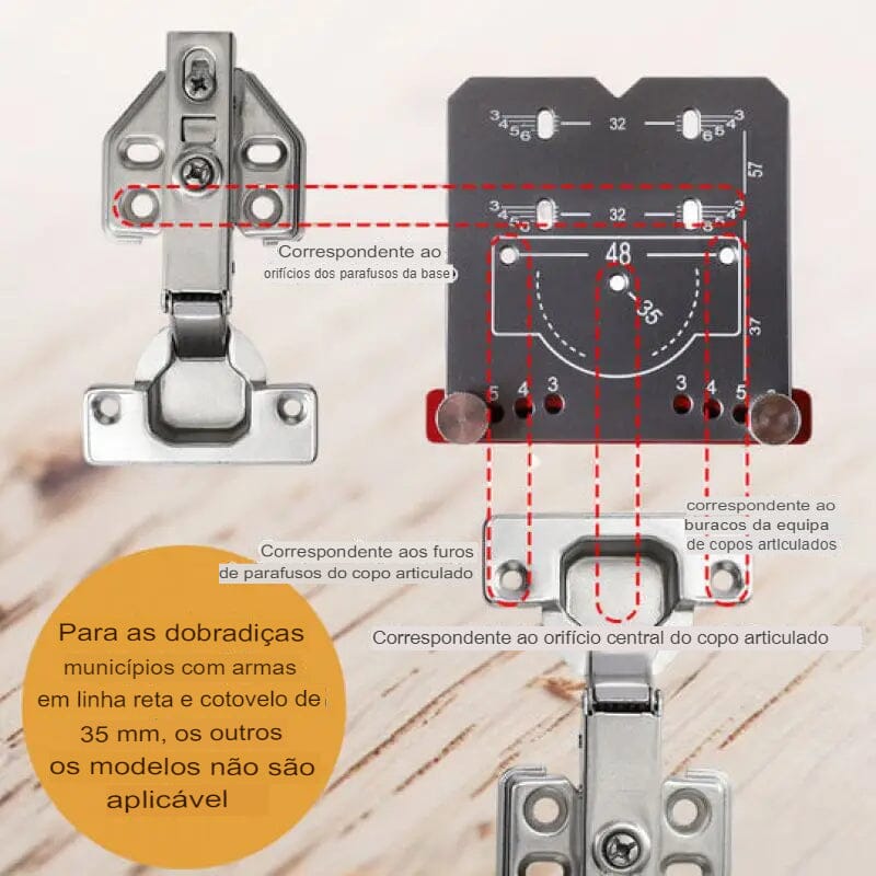 Kit furação de dobradiças 35 mm com broca limitadora