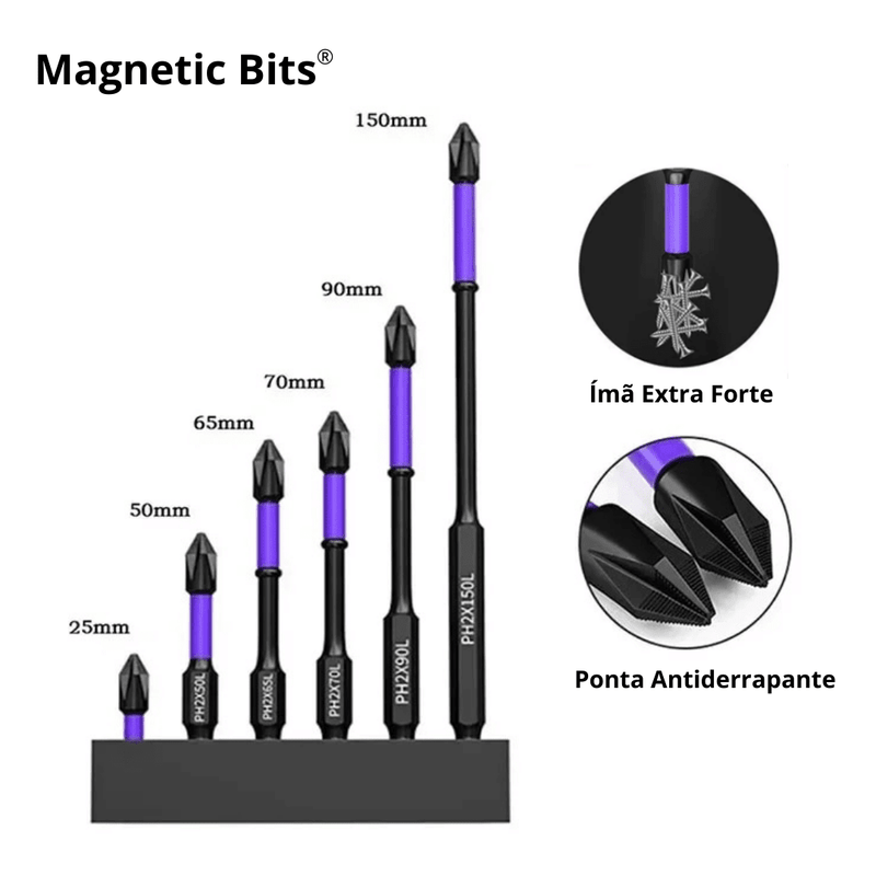 Kit Ponteira Magnéticas Antiderrapante - Magnetic Bits